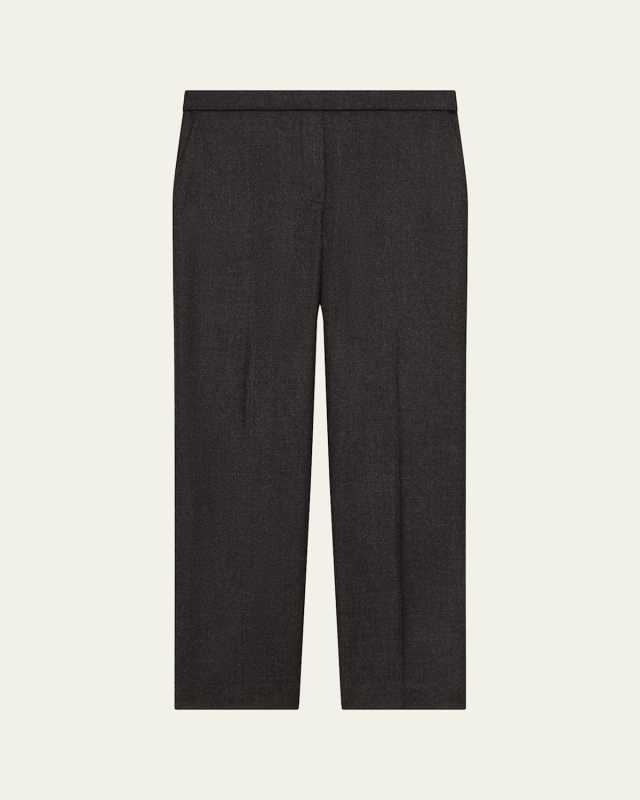 Treeca Virgin Wool Flannel Cropped Pull-On Pants